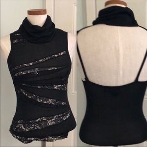 CUTOUT BACKLESS SEQUIN LACE SLEEVELESS TOP